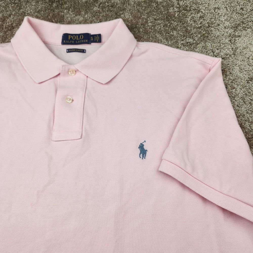 Polo Ralph Lauren Mens XL Custom Slim Fit Pink Short Sleeve Cotton Polo Shirt